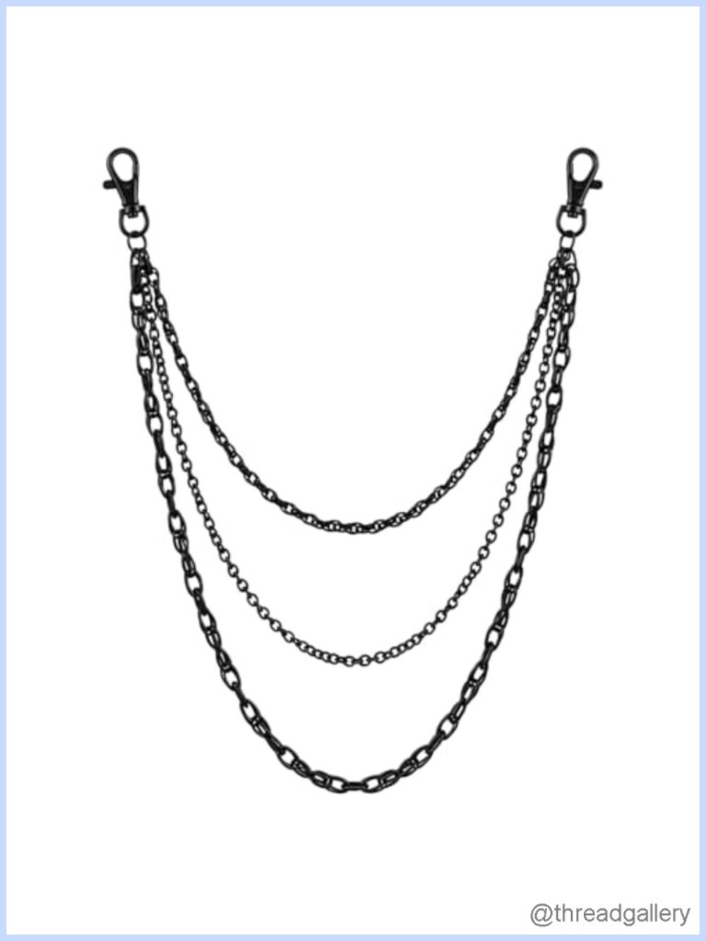 Stainless Steel Wallet Chain Belt 3 Chains Goth Grunge Hip-Hop Punk Body Chain